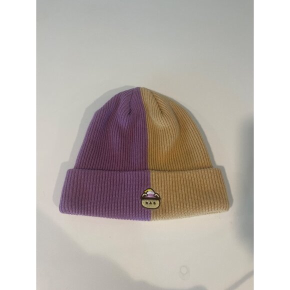 Colorblock Knit Beanie With Embroidered Paws Of Pride & Cute Ice Cream Design In - Picture 1 of 4
